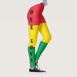 Rasta Colours Green Yellow Red Stripes Pattern Leggings