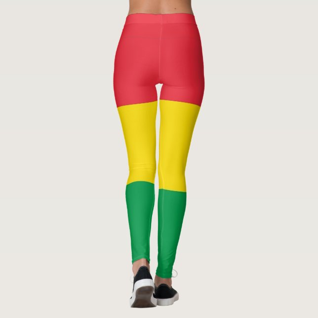 Rasta Colours Green Yellow Red Stripes Pattern Leggings (Back)