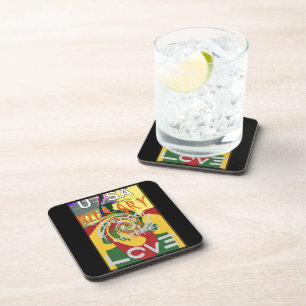 Rasta Colours Red Golden Green Hillary Art Print Coaster