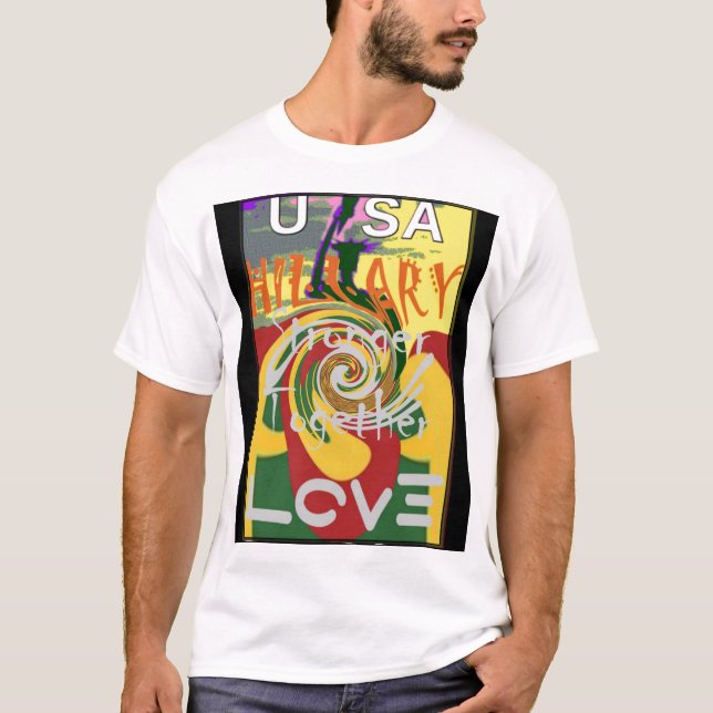 Rasta Colours Red Golden Green Hillary Art Print T-Shirt (Front)