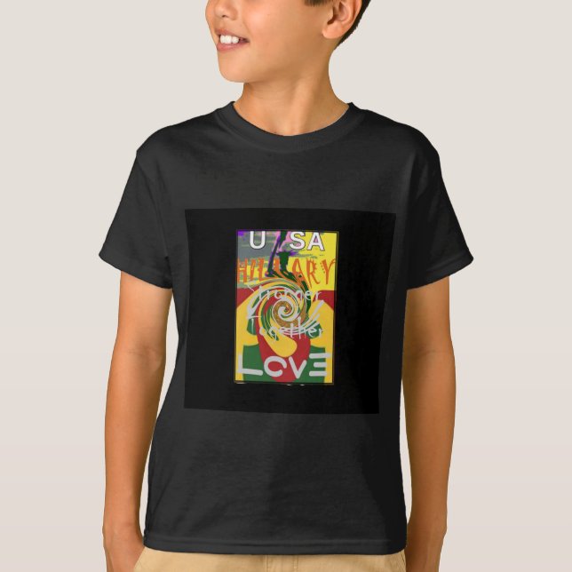 Rasta Colours Red Golden Green Hillary Art Print T-Shirt (Front)