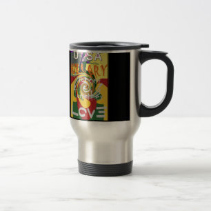 Rasta Colours Red Golden Green Hillary Art Print Travel Mug
