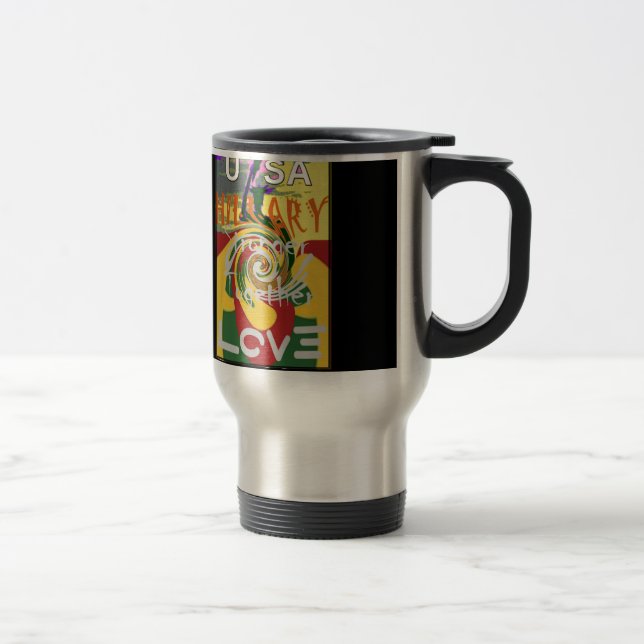 Rasta Colours Red Golden Green Hillary Art Print Travel Mug (Right)
