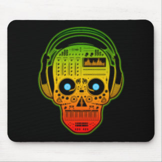 Rasta Day Of Dead, Sugar Skull DJ With Headphones Mouse Mat
