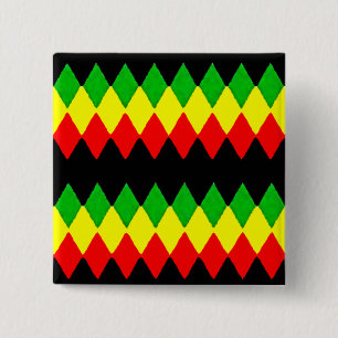 Rasta Diamonds. Red Gold and Green. Jah Rastafari 15 Cm Square Badge