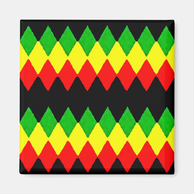 Rasta Diamonds. Red Gold and Green. Jah Rastafari Magnet (Front)