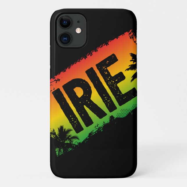 Rasta Flag Coloured Jamaican IRIE Quote Palm Trees Case-Mate iPhone Case (Back)