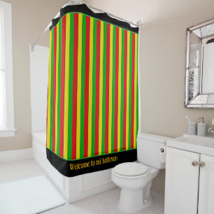 Rasta Flag Coloured Striped Shower Curtain