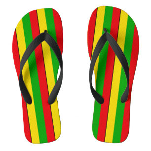 Rasta Flag Colours Striped Flip Flops