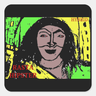 RASTA HIPSTER HYBRID SQUARE STICKER