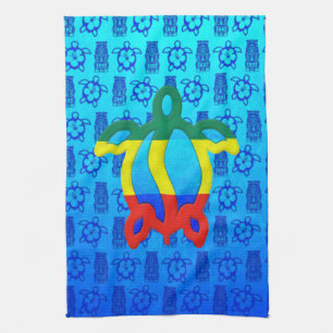 Rasta Honu Blue Tiki Tea Towel