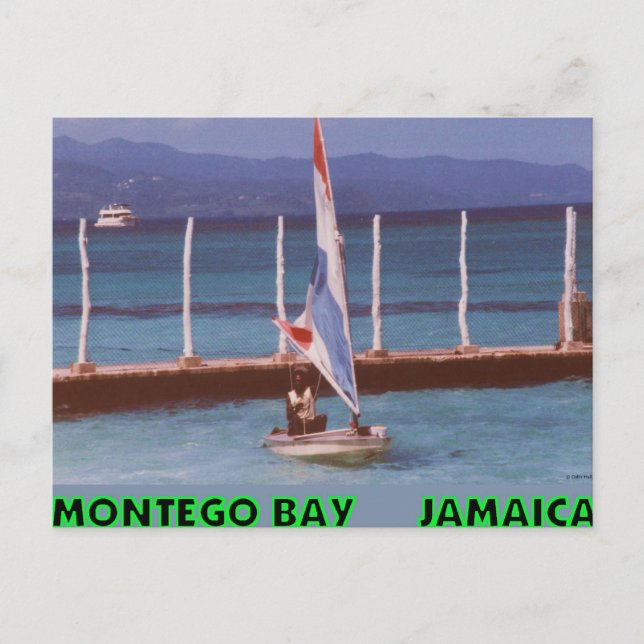 Rasta in a Sailboat, Montego Bay Jamaica Postcard (Front)