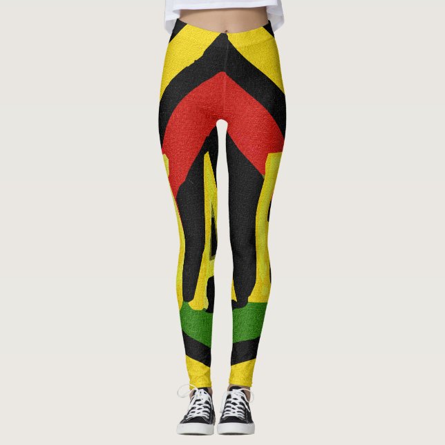 Rasta Jah Rastafari Red Gold Green Leggings (Front)