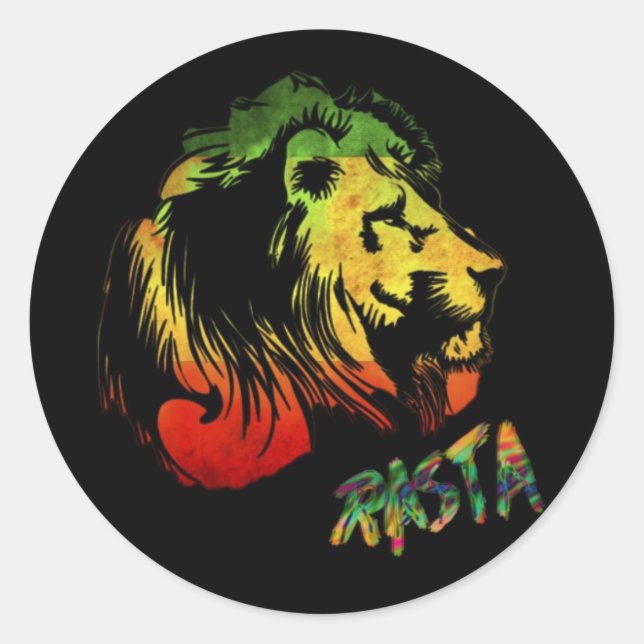 rasta lion classic round sticker (Front)