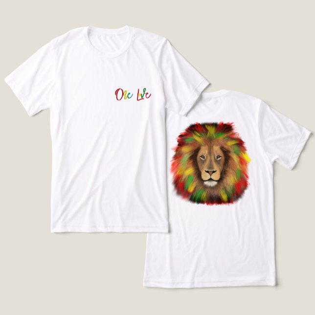 rasta lion head red green yellow Jamaica one love Tri-Blend Shirt (Design Front & Back)