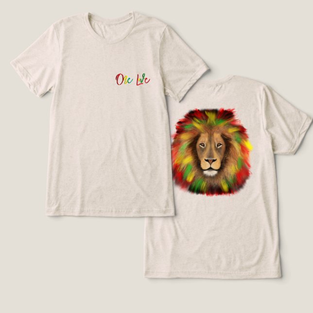 rasta lion head red green yellow Jamaica one love Tri-Blend Shirt (Design Front & Back)