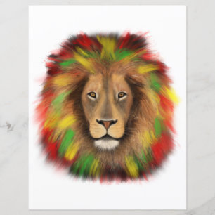 Rasta lion head red yellow green drawing Jamaica