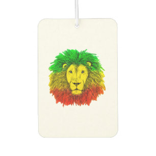 Rasta lion head red yellow green drawing Jamaica Car Air Freshener