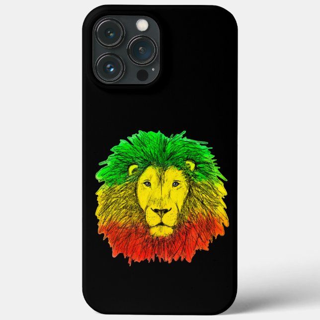Rasta lion head red yellow green drawing Jamaica  Case-Mate iPhone Case (Back)