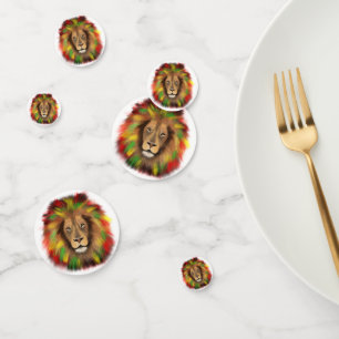 Rasta lion head red yellow green drawing Jamaica Confetti