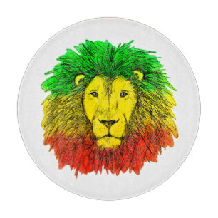 Rasta lion head red yellow green drawing Jamaica  Cutting Board