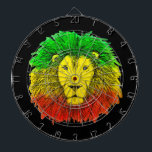 Rasta lion head red yellow green drawing Jamaica Dartboard<br><div class="desc">Rasta coloured lion head. Designed for my husband and now shared with you!</div>