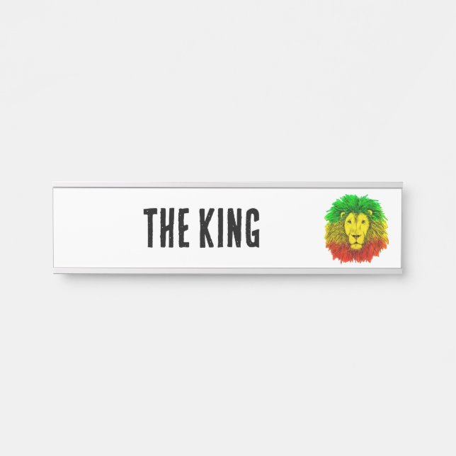 Rasta lion head red yellow green drawing Jamaica  Door Sign (Front)
