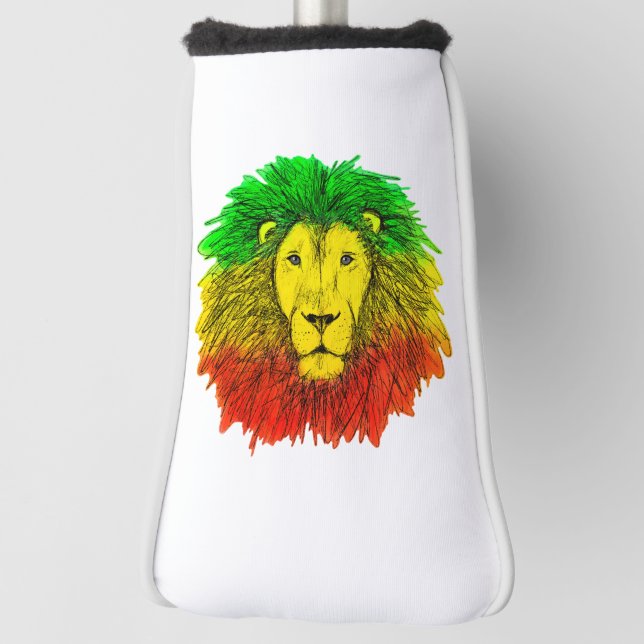 Rasta lion head red yellow green drawing Jamaica  Golf Head Cover (Rotate 90)