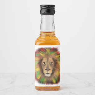 Rasta lion head red yellow green drawing Jamaica Liquor Bottle Label