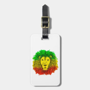Rasta lion head red yellow green drawing Jamaica Luggage Tag