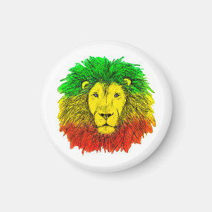 Rasta lion head red yellow green drawing Jamaica  Magnet