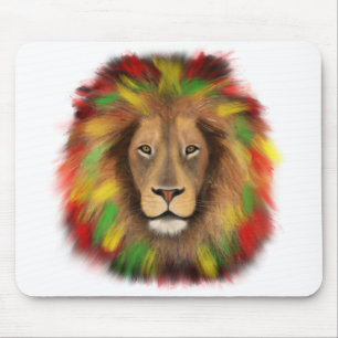 Rasta lion head red yellow green drawing Jamaica Mouse Mat