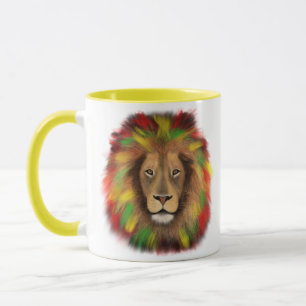 Rasta lion head red yellow green drawing Jamaica  Mug