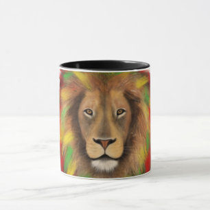Rasta lion head red yellow green drawing Jamaica  Mug