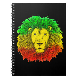 Rasta lion head red yellow green drawing Jamaica  Notebook