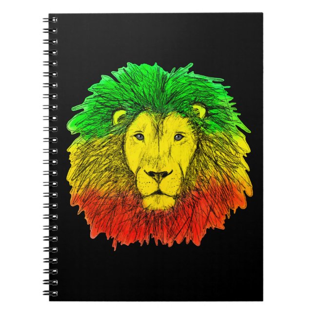 Rasta lion head red yellow green drawing Jamaica  Notebook (Front)