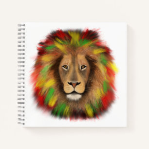 Rasta lion head red yellow green drawing Jamaica  Notebook