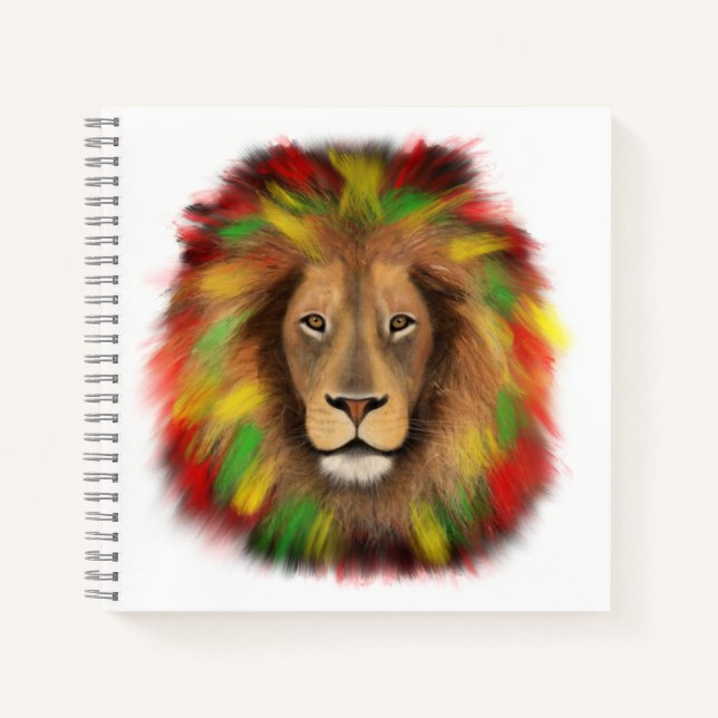 Rasta lion head red yellow green drawing Jamaica  Notebook (Front)