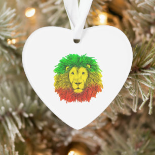 Rasta lion head red yellow green drawing Jamaica  Ornament