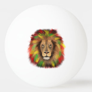 Rasta lion head red yellow green drawing Jamaica Ping Pong Ball