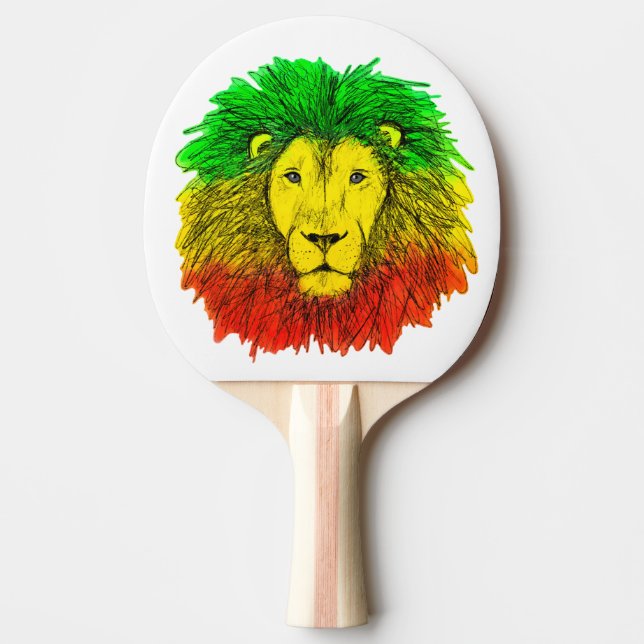 Rasta lion head red yellow green drawing Jamaica  Ping Pong Paddle (Front)