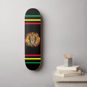 Rasta lion head red yellow green drawing Jamaica  Skateboard