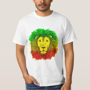 Rasta lion head red yellow green drawing Jamaica T-Shirt