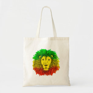 Rasta lion head red yellow green drawing Jamaica Tote Bag