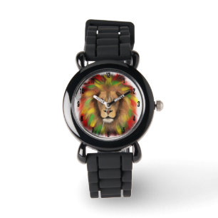 Rasta lion head red yellow green drawing Jamaica  Watch
