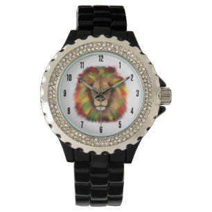Rasta lion head red yellow green drawing Jamaica Watch