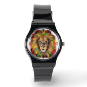 Rasta lion head red yellow green drawing Jamaica  Watch