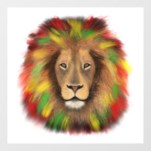 Rasta lion head red yellow green drawing Jamaica Window Cling