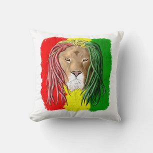 Rasta Lion Jamaican Reggae Flag Cushion