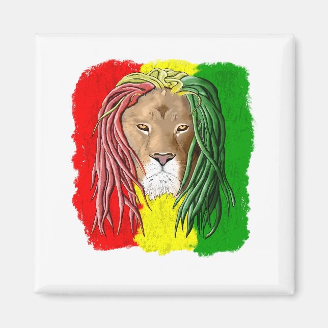Rasta Lion Jamaican Reggae Flag Magnet (Front)
